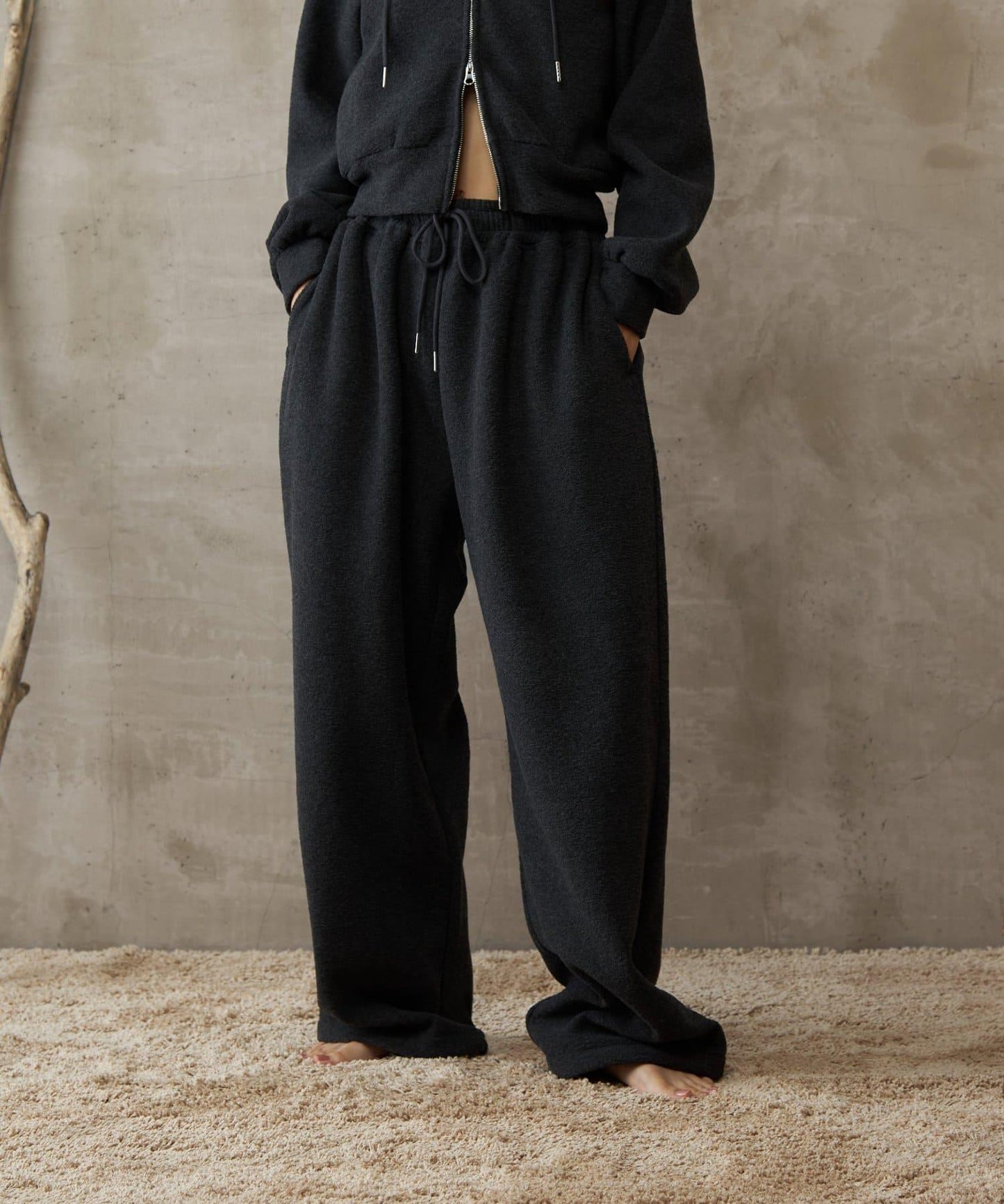 【paradigm】蓬鬆彈力抽繩休閒褲U