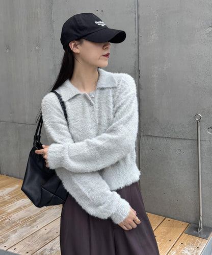 【PIKO企畫/】長絨毛針織POLO衫