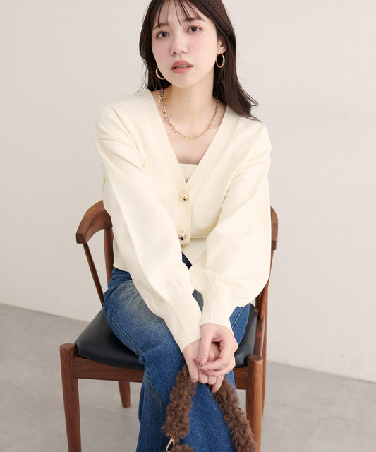 紐扣V領開衫