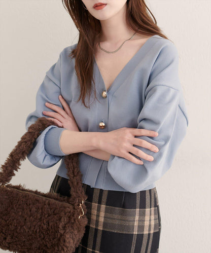 紐扣V領開衫