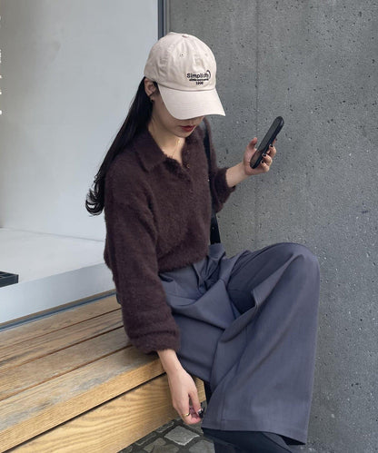 【PIKO企畫/】長絨毛針織POLO衫