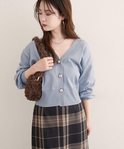 紐扣V領開衫