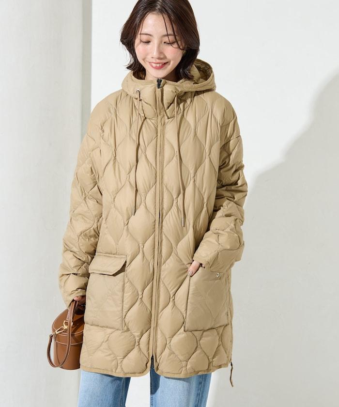 特別款連帽中長款輕柔羽絨服