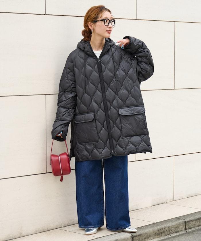 特別款連帽中長款輕柔羽絨服