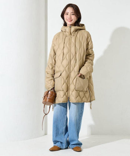特別款連帽中長款輕柔羽絨服