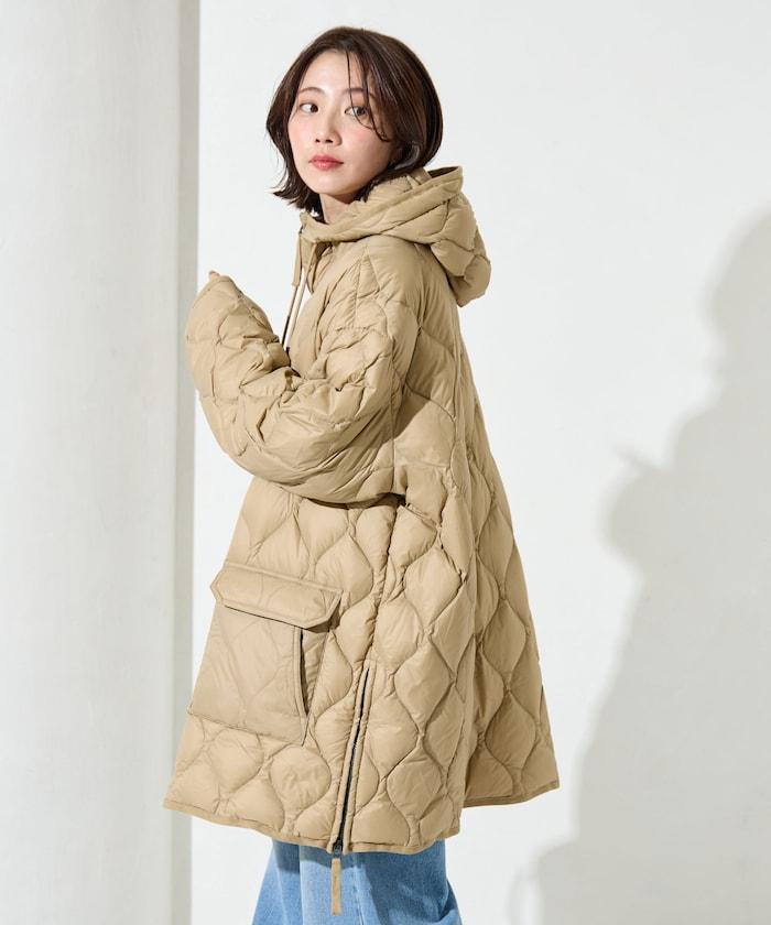 特別款連帽中長款輕柔羽絨服