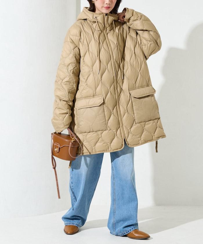 特別款連帽中長款輕柔羽絨服