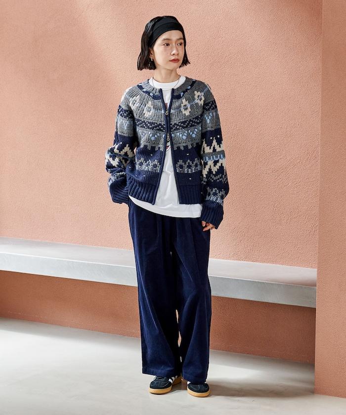 燈芯絨褶皺長褲＜可搭配套裝＞