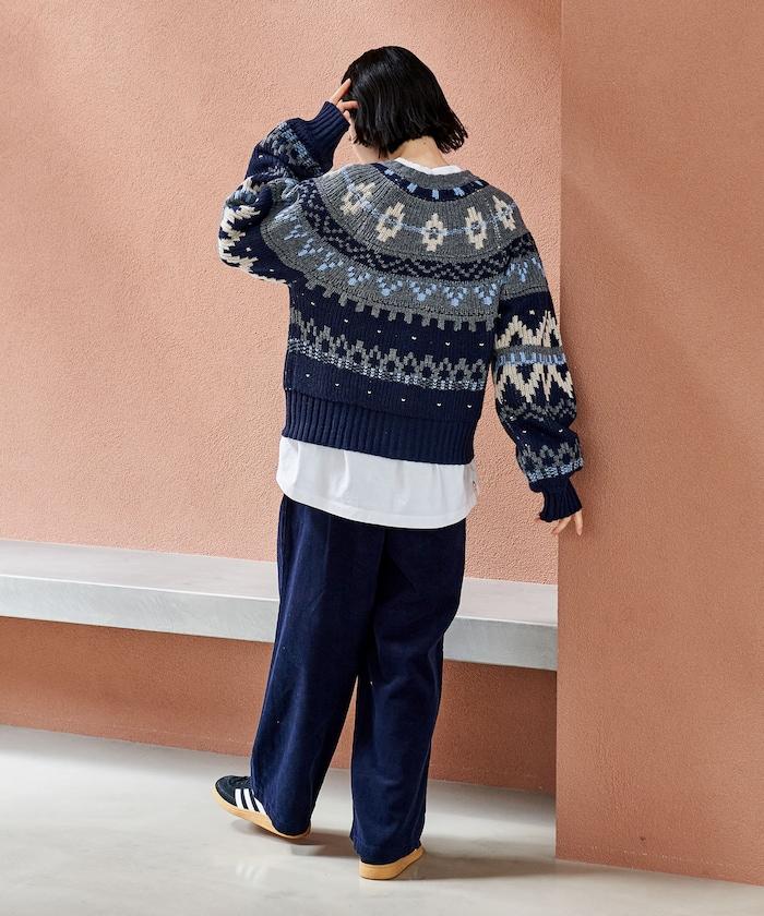 燈芯絨褶皺長褲＜可搭配套裝＞