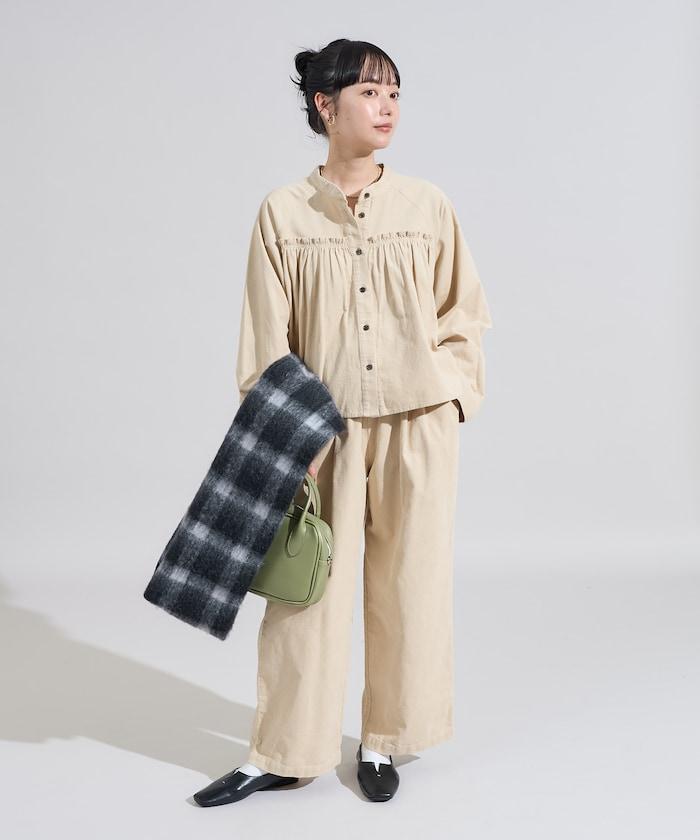 燈芯絨褶皺長褲＜可搭配套裝＞