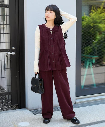 燈芯絨褶皺長褲＜可搭配套裝＞