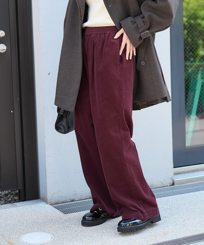 燈芯絨褶皺長褲＜可搭配套裝＞