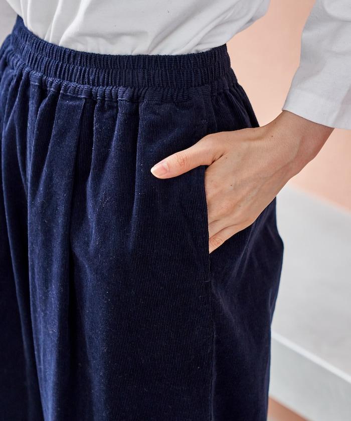 燈芯絨褶皺長褲＜可搭配套裝＞
