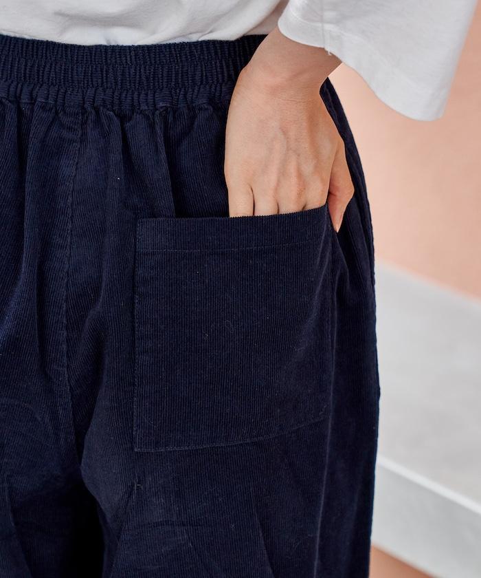 燈芯絨褶皺長褲＜可搭配套裝＞