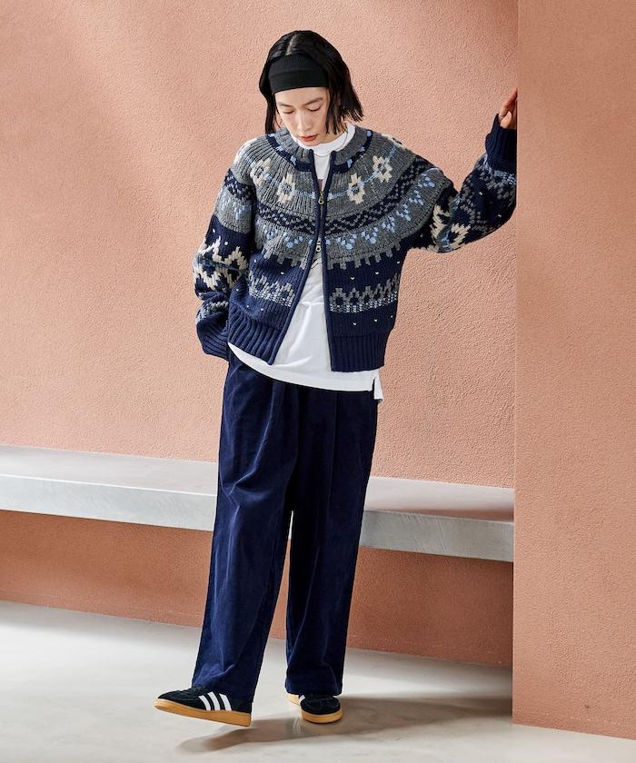 燈芯絨褶皺長褲＜可搭配套裝＞