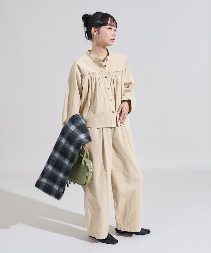 燈芯絨褶皺長褲＜可搭配套裝＞