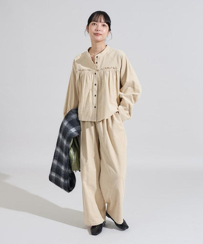 燈芯絨褶皺長褲＜可搭配套裝＞