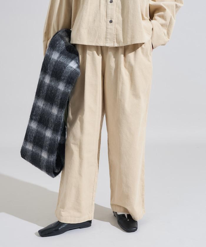 燈芯絨褶皺長褲＜可搭配套裝＞