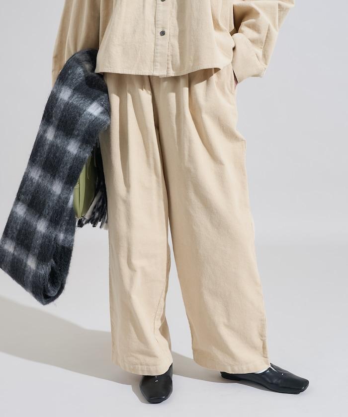 燈芯絨褶皺長褲＜可搭配套裝＞