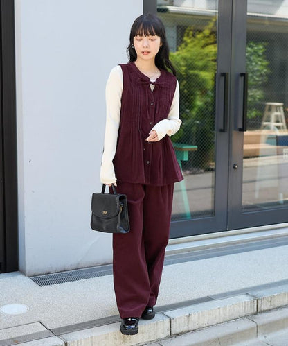 燈芯絨褶皺長褲＜可搭配套裝＞