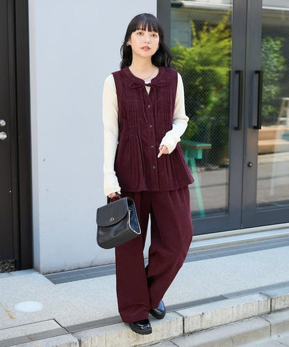 燈芯絨褶皺長褲＜可搭配套裝＞