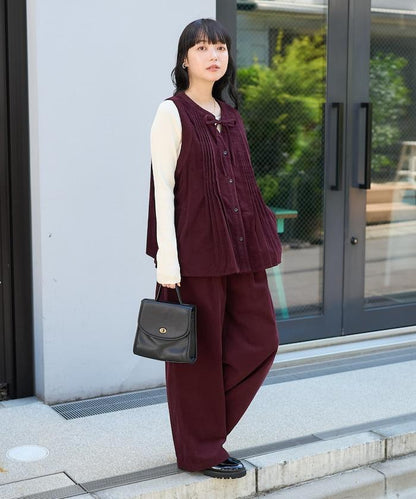 燈芯絨褶皺長褲＜可搭配套裝＞