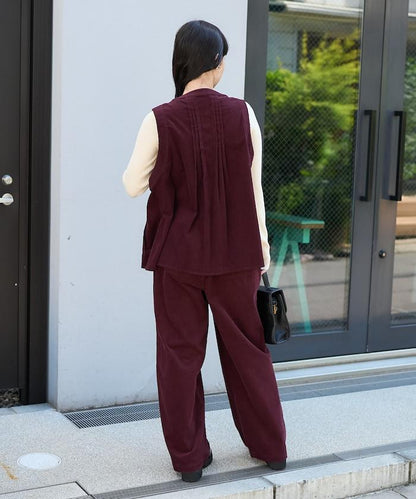 燈芯絨褶皺長褲＜可搭配套裝＞