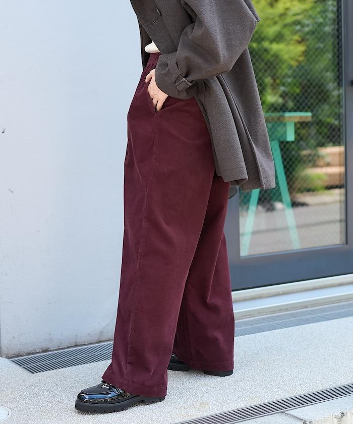 燈芯絨褶皺長褲＜可搭配套裝＞