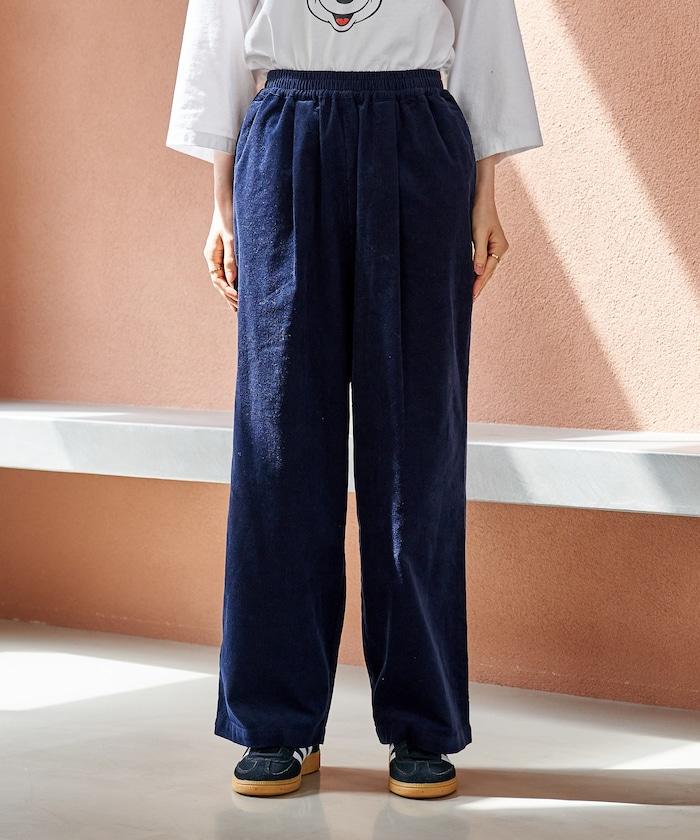 燈芯絨褶皺長褲＜可搭配套裝＞