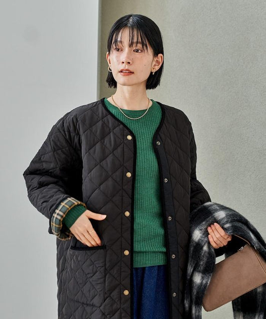 PRIMALOFT 菱形絎縫無領大衣