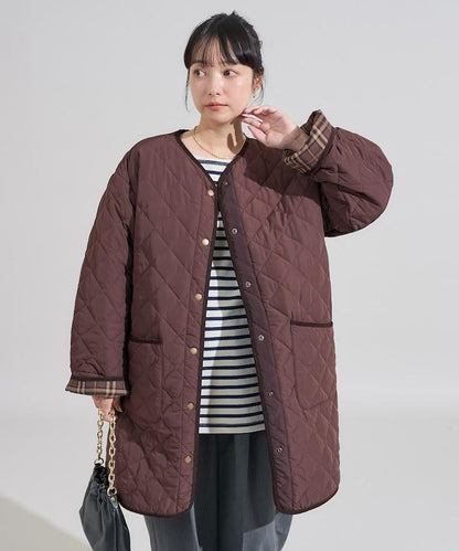 PRIMALOFT 菱形絎縫無領大衣