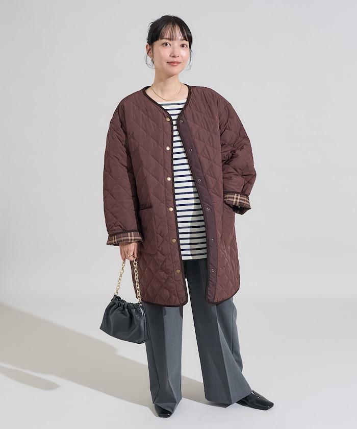 PRIMALOFT 菱形絎縫無領大衣