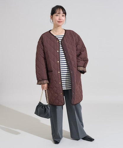 PRIMALOFT 菱形絎縫無領大衣