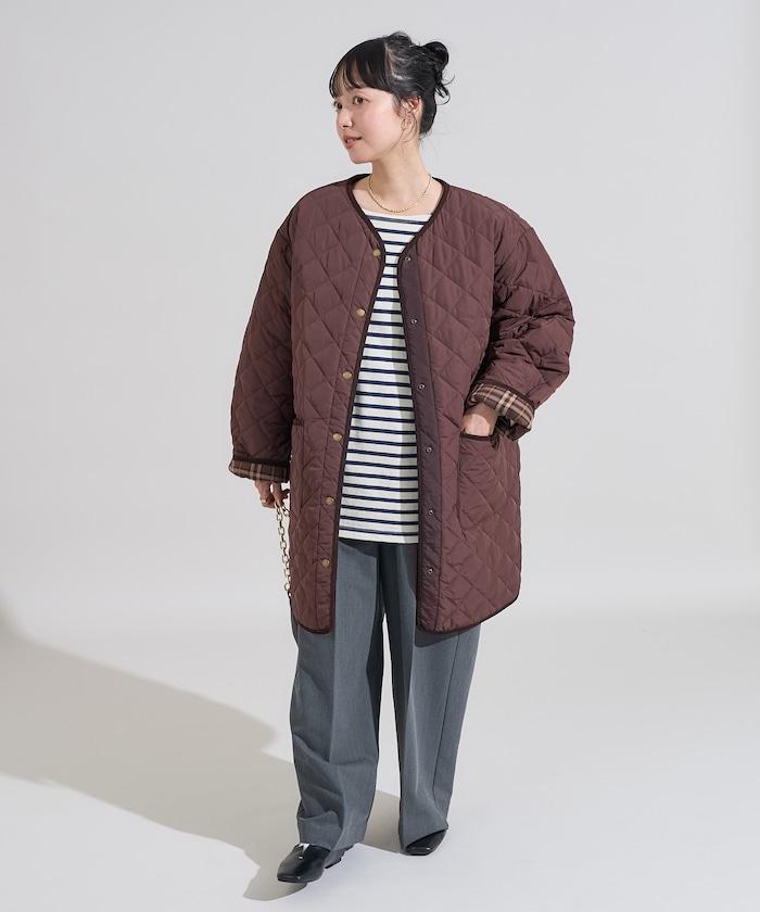 PRIMALOFT 菱形絎縫無領大衣