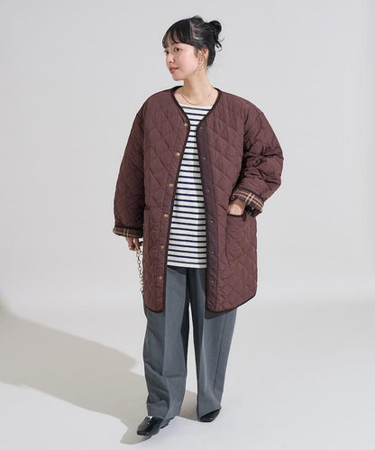 PRIMALOFT 菱形絎縫無領大衣