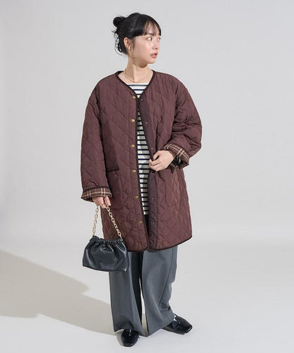 PRIMALOFT 菱形絎縫無領大衣