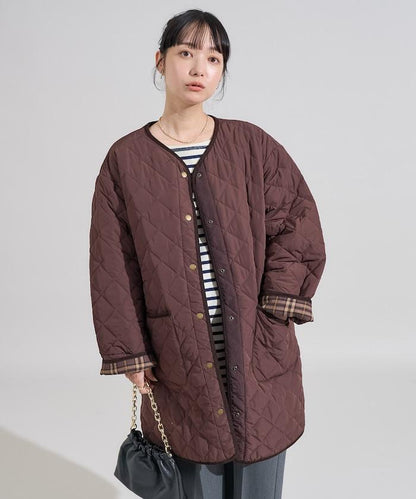 PRIMALOFT 菱形絎縫無領大衣