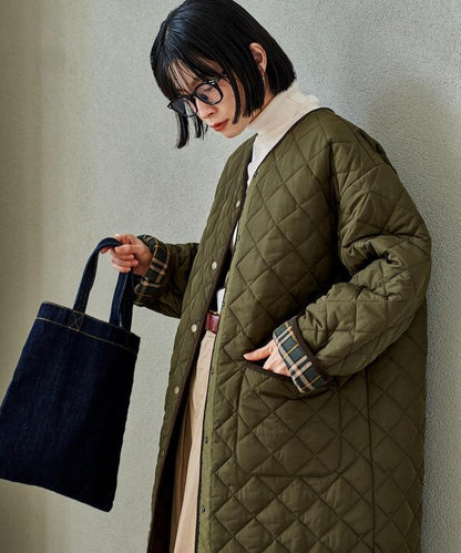 PRIMALOFT 菱形絎縫無領大衣