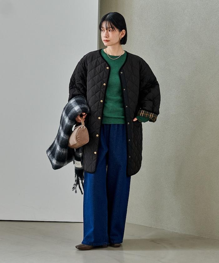 PRIMALOFT 菱形絎縫無領大衣