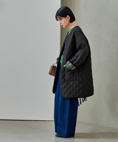 PRIMALOFT 菱形絎縫無領大衣
