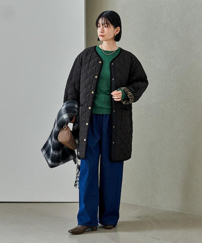 PRIMALOFT 菱形絎縫無領大衣