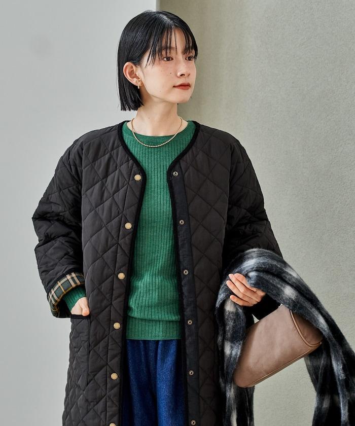 PRIMALOFT 菱形絎縫無領大衣