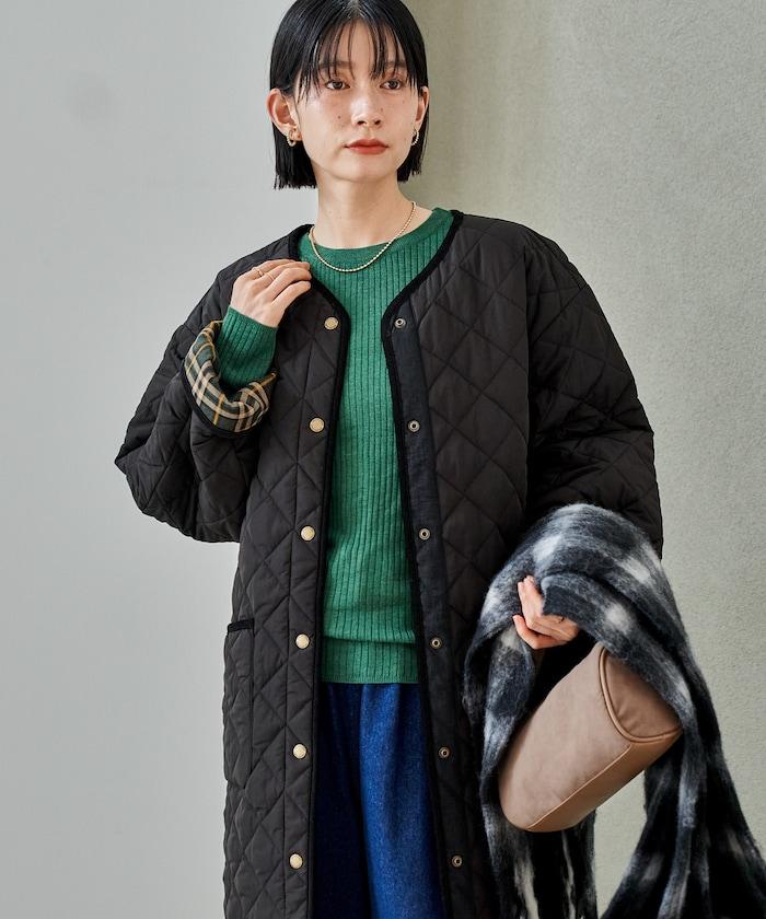 PRIMALOFT 菱形絎縫無領大衣
