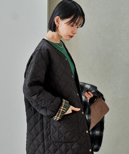 PRIMALOFT 菱形絎縫無領大衣