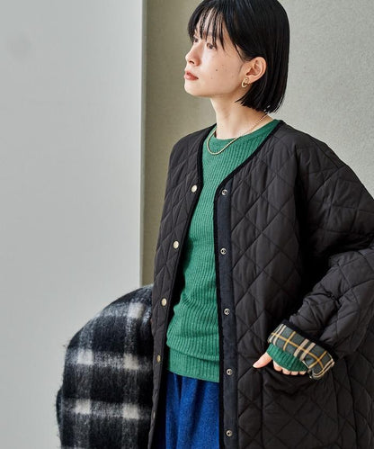 PRIMALOFT 菱形絎縫無領大衣