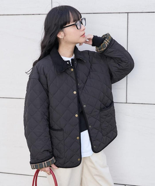 PRIMALOFT 菱形絎縫帶領中長款大衣