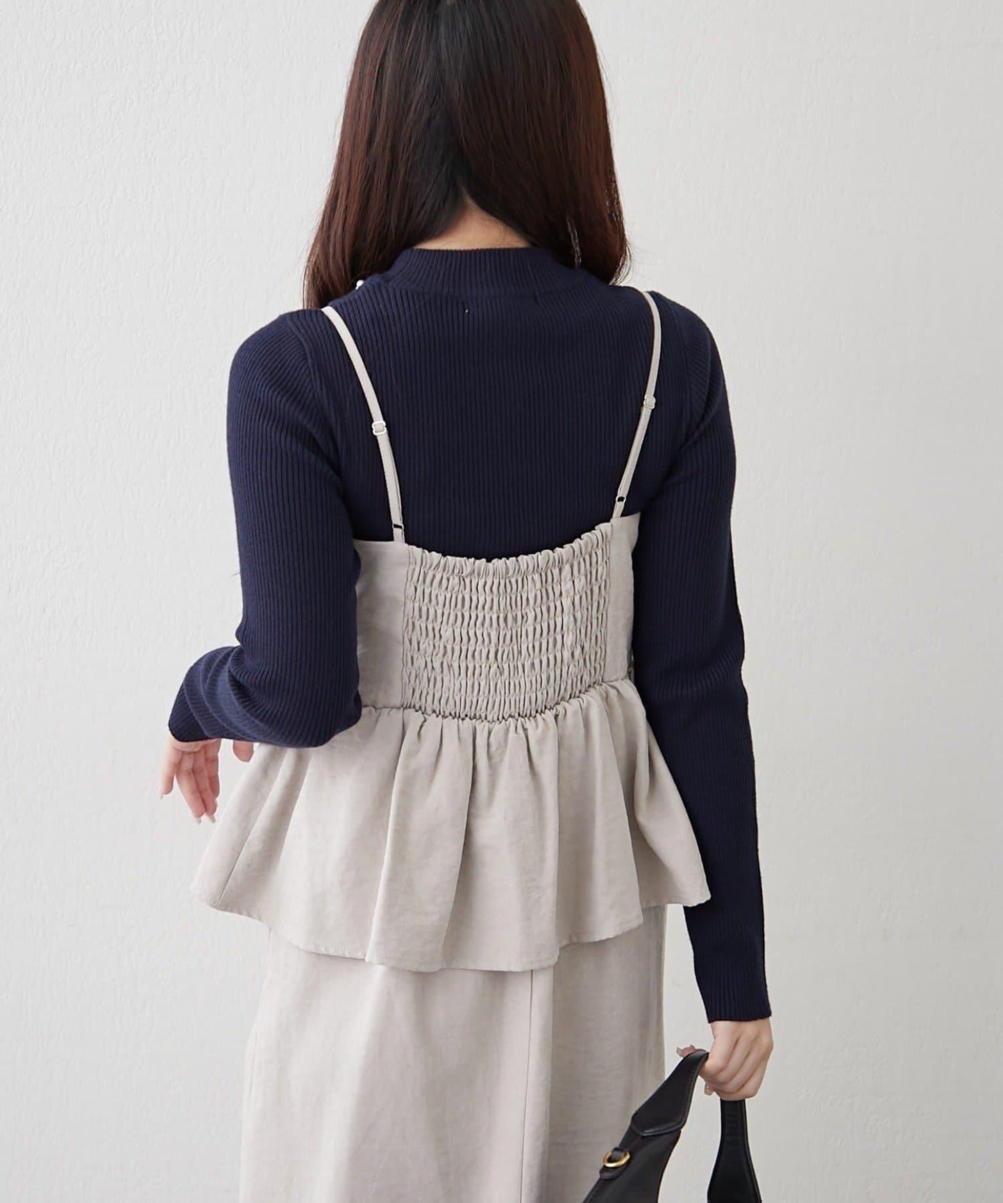 【RMAF】珍珠裝飾小高領羅紋針織衫