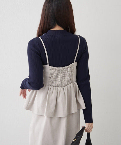 【RMAF】珍珠裝飾小高領羅紋針織衫