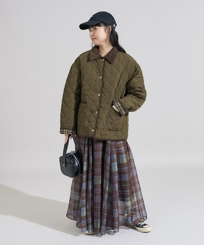 PRIMALOFT 菱形絎縫帶領中長款大衣