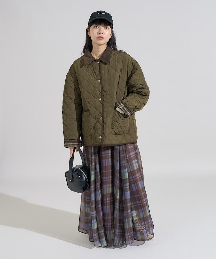 PRIMALOFT 菱形絎縫帶領中長款大衣